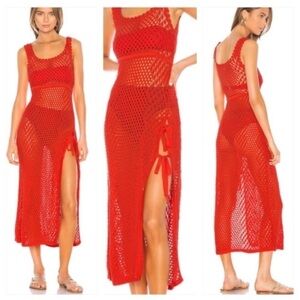 Camila Coelho Vibrant Red Crochet Cover-Up